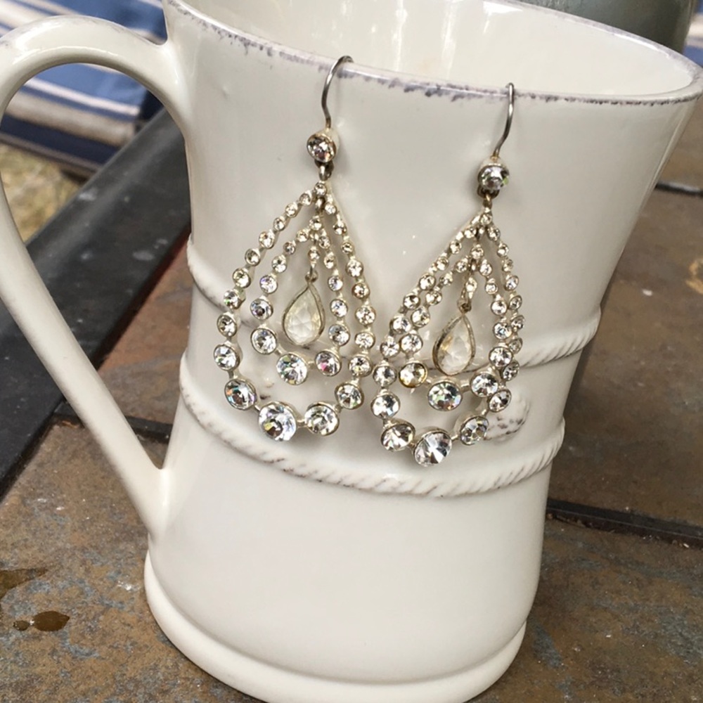 Rhinestone dangling earrings - Picture 2 of 5